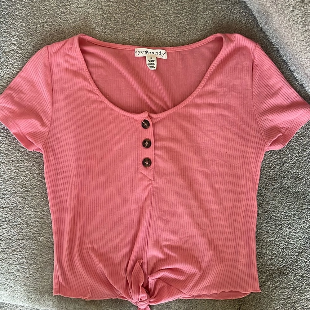 Eye Candy Cropped Pink Shirt